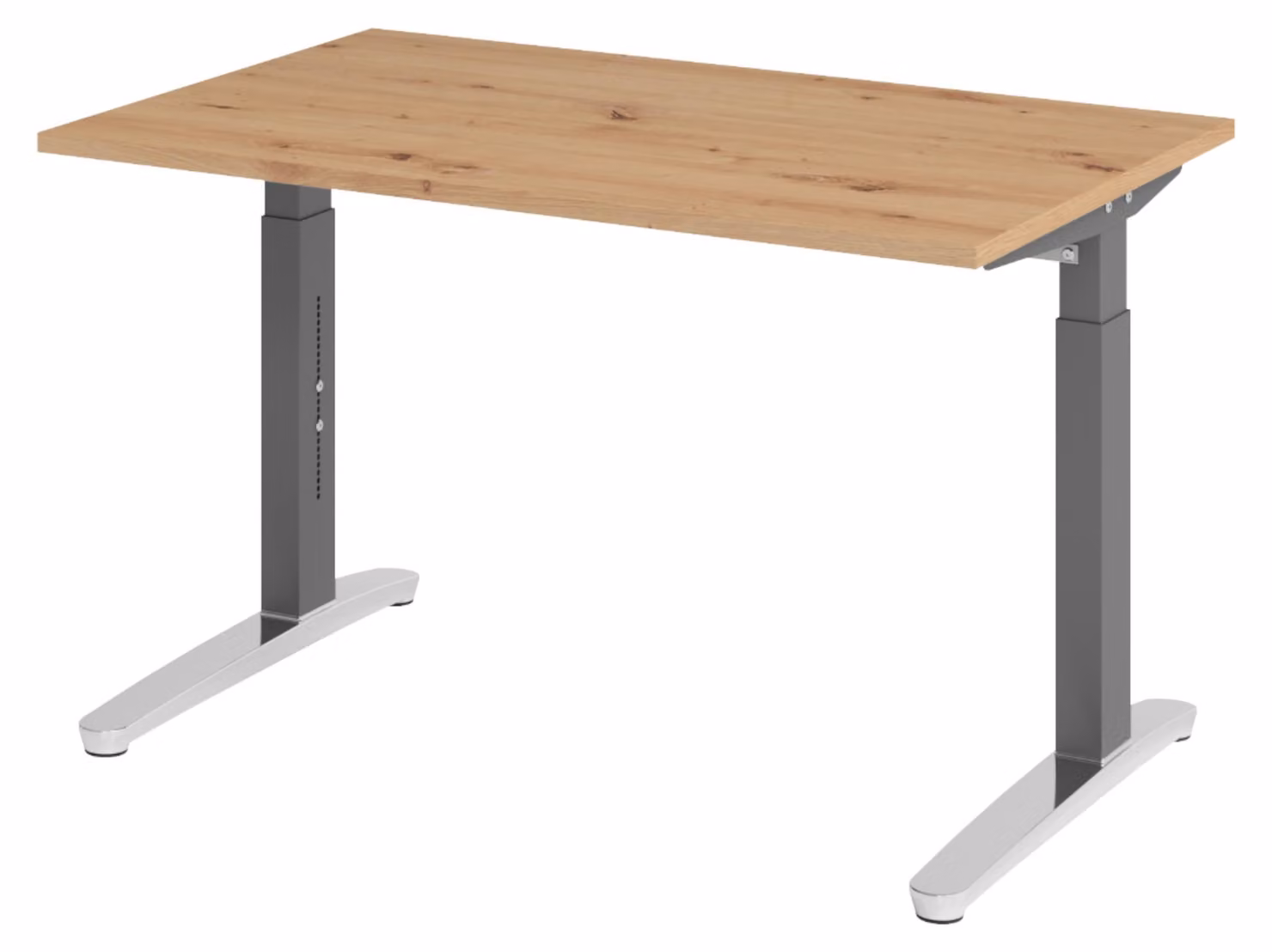 bümö Scrivania Serie-XB - Decorazione: rovere nodoso, dimensioni: 120 x 80 cm, struttura: grafite/alluminio lucido