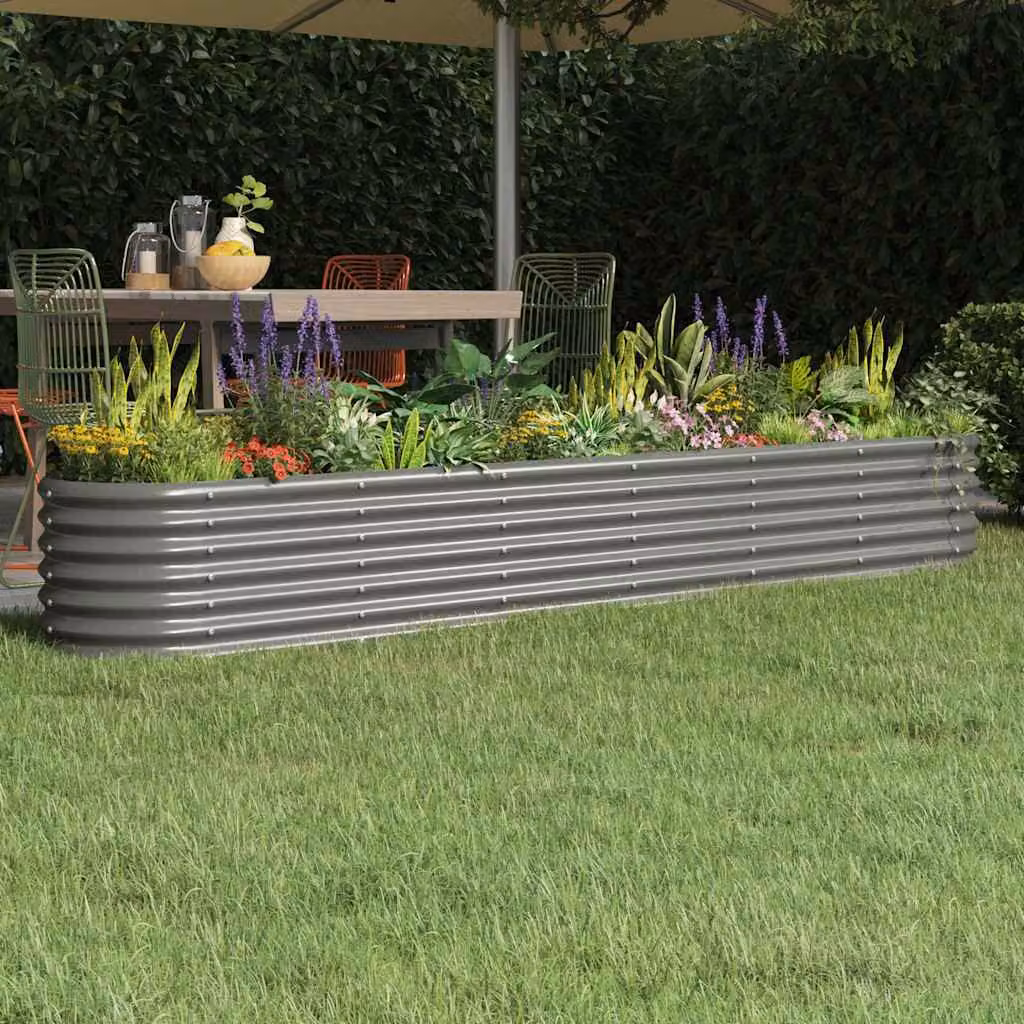 Letto rialzato da giardino vidaXL in acciaio zincato grigio L: 260 cm, P: 40 cm, H: 36 cm