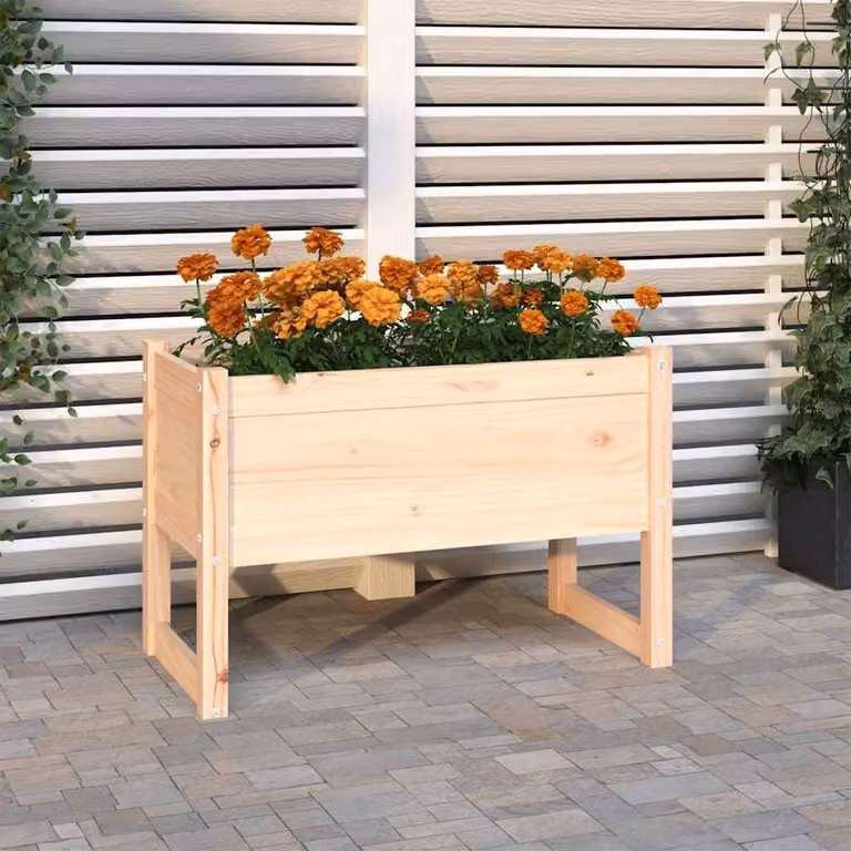 Fioriera rialzata vidaXL in legno di pino, colore marrone o beige, L 78 cm x P 40 cm x H 52 cm