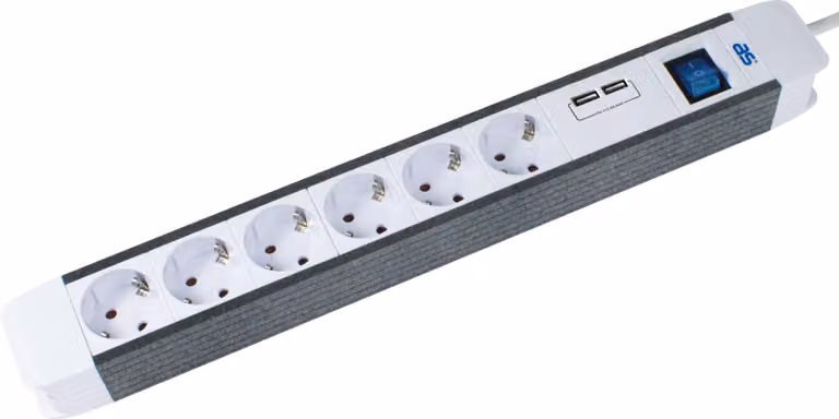 as-Schwabe 18212 as-Schwabe FLASH 6-fach Steckdosenleiste 1,5 m weiß