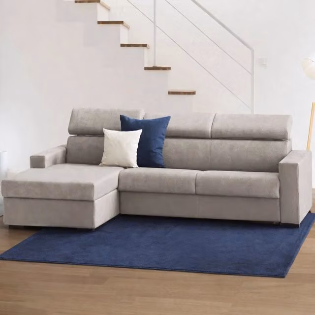 Divano ad angolo Aryaly TALAMO ITALIA con chaise longue contenitore a sinistra, rivestimento in tessuto tortora, L: 280 cm, H: 85 cm, P: 95 cm