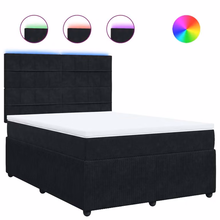 Giroletto a Molle con Materasso Nero 140x190 cm in Velluto