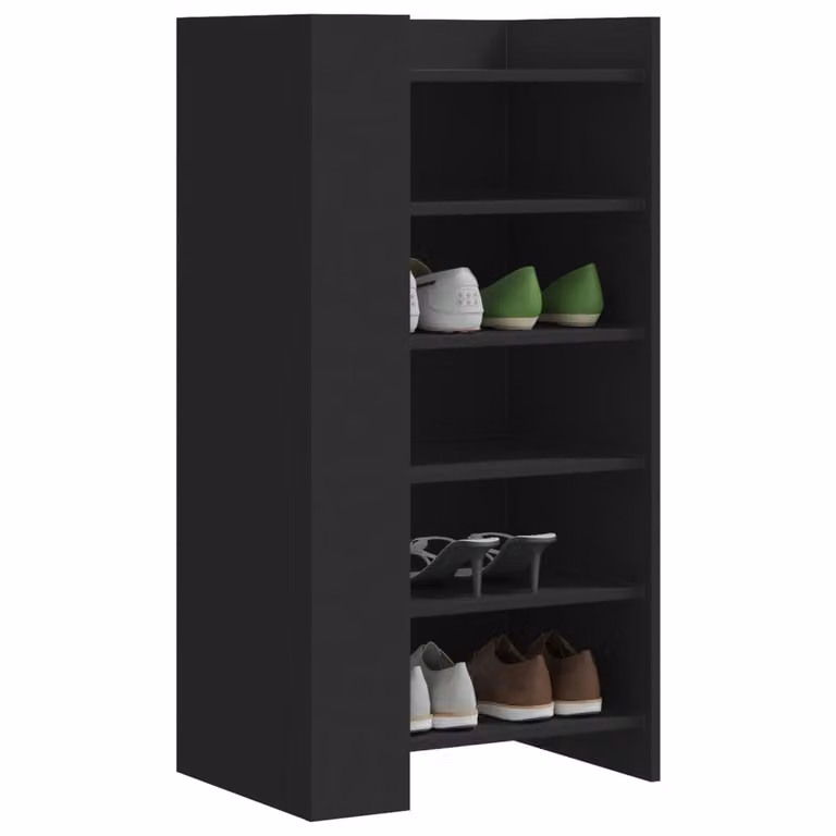 Scarpiera moderna vidaXL nera in legno con ante a battente L: 52 cm, P: 37,5 cm, H: 100 cm