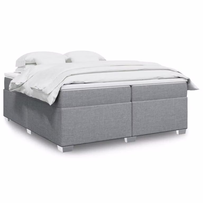 vidaXL Giroletto a Molle con Materasso Ibrido in Tessuto Grigio e Bianco, L/P: 200 x 200 cm
