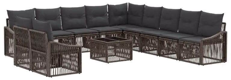 Set Divano da Giardino 12 pcs Grigio polyrattan