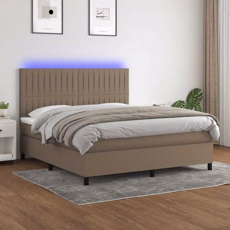 Letto Ibrido con Materasso e Illuminazione LED vidaXL in Tessuto Tortora L/P/H: 160 x 200 x 203 cm
