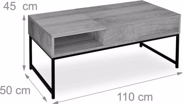 Tavolino da salotto pieghevole moderno con piano sollevabile 60 x 110 x 77,5 cm in truciolato bianco 13_0015739