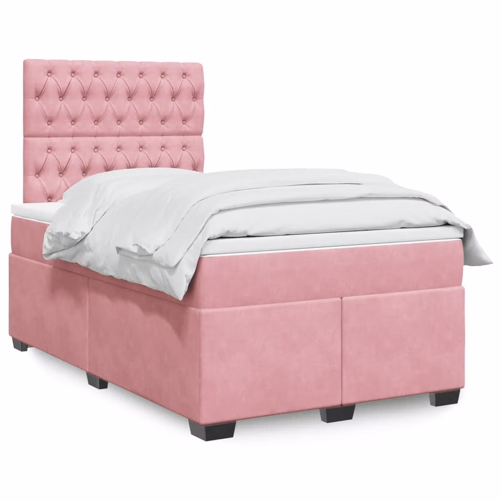 Maison Exclusive - Giroletto a Molle con Materasso Rosa 120x200 cm in Velluto