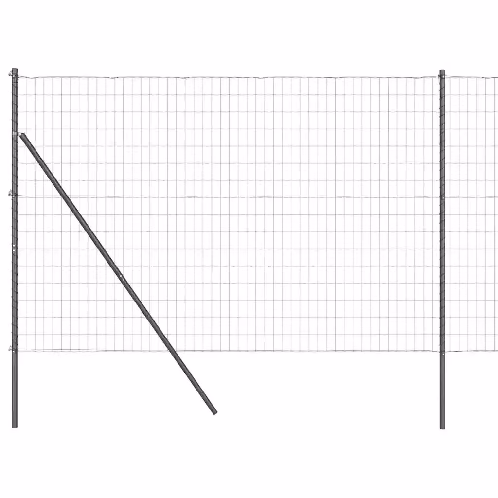 Recinzione in acciaio e PVC rivestito grigio con fissaggio a terra vidaXL, L: 10 m, H: 1,6 m – 2