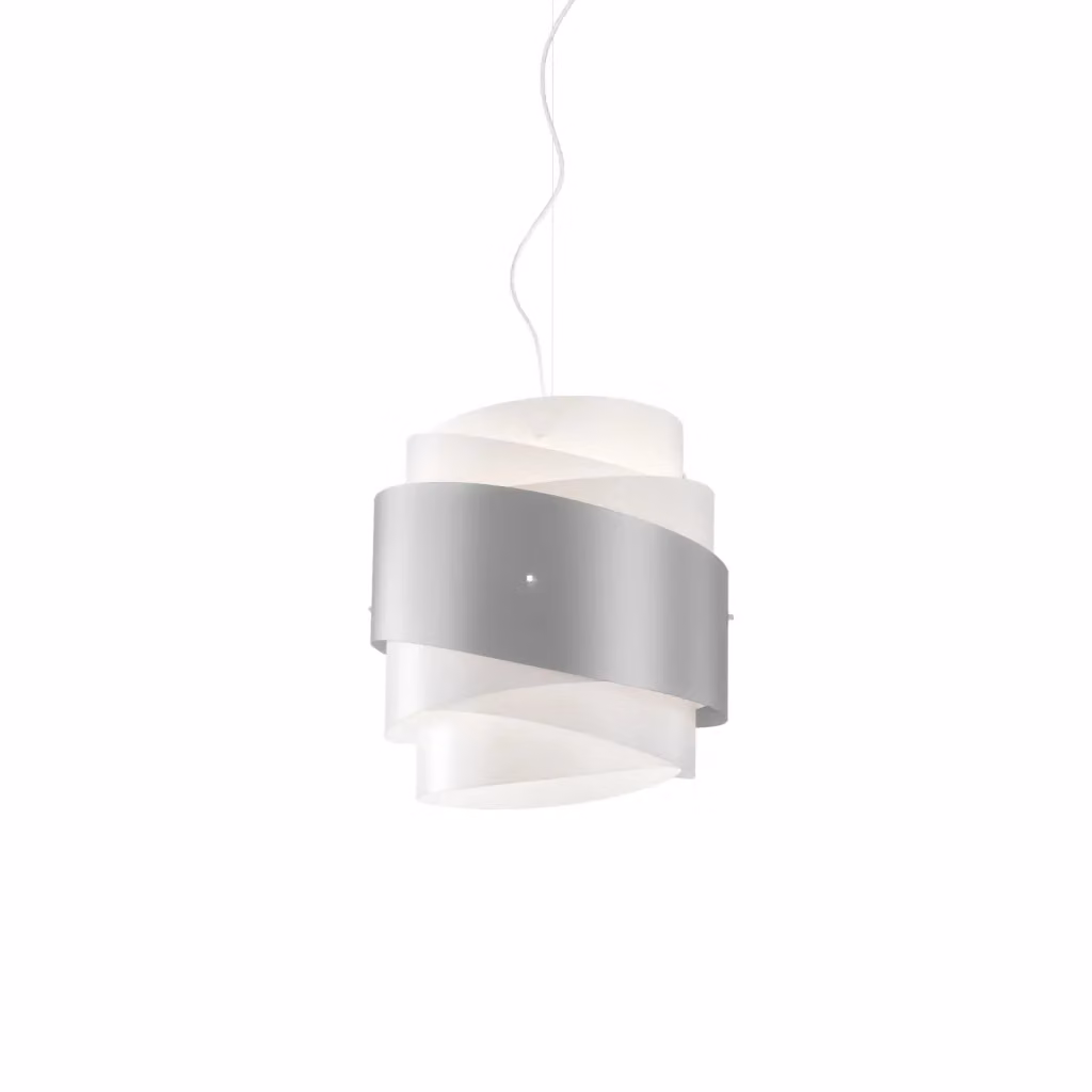Lampada a sospensione moderna Bea Polilux Linea Zero in argento e metallo cromo, diametro: 40 cm, attacco E27 – 2