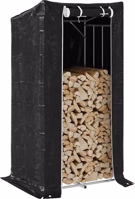 Rastrelliera per legna con copertura antipioggia in acciaio zincato e plastica, colore nero, H 200 x L 150 x P 80 cm