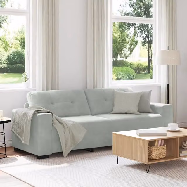 Divano a 3 posti Grigio Chiaro 220x78x80 cm in Velluto 4105134