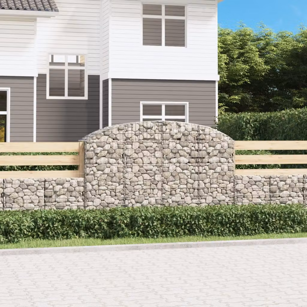 Cesto Gabbione ad Arco vidaXL in Acciaio Zincato Grigio L: 200 cm, P: 50 cm, H: 120/140 cm
