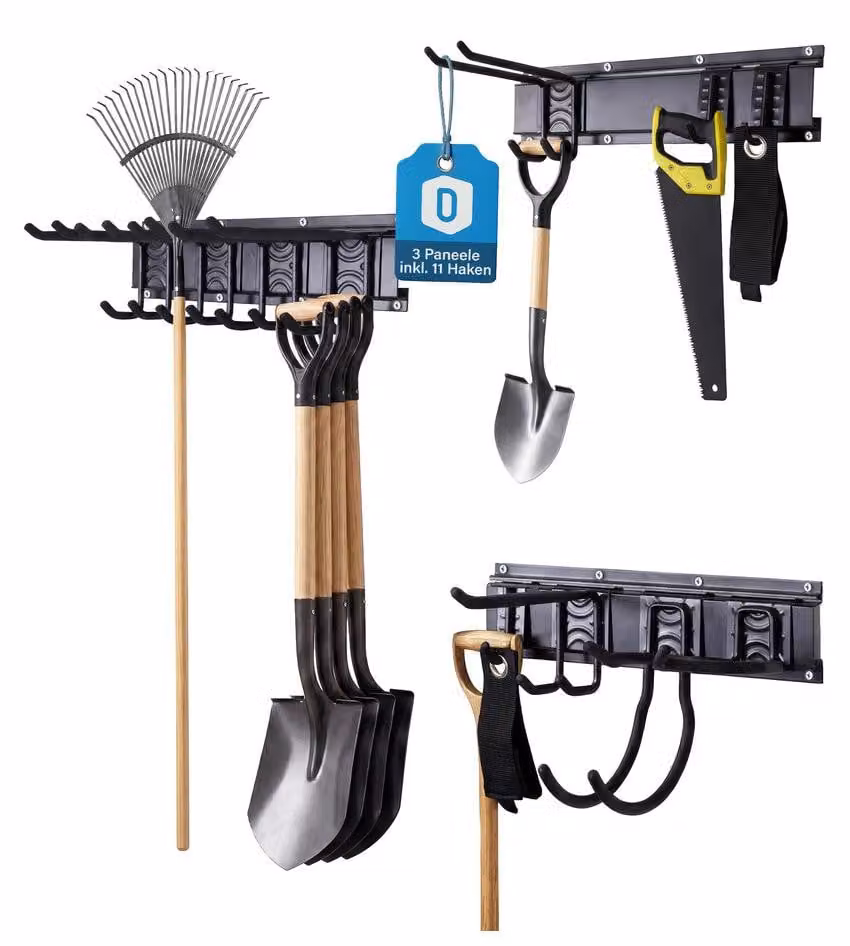 Dönges Supporto a parete Garage 3 pannelli da 40 cm incl. 11 ganci a parete JD152557