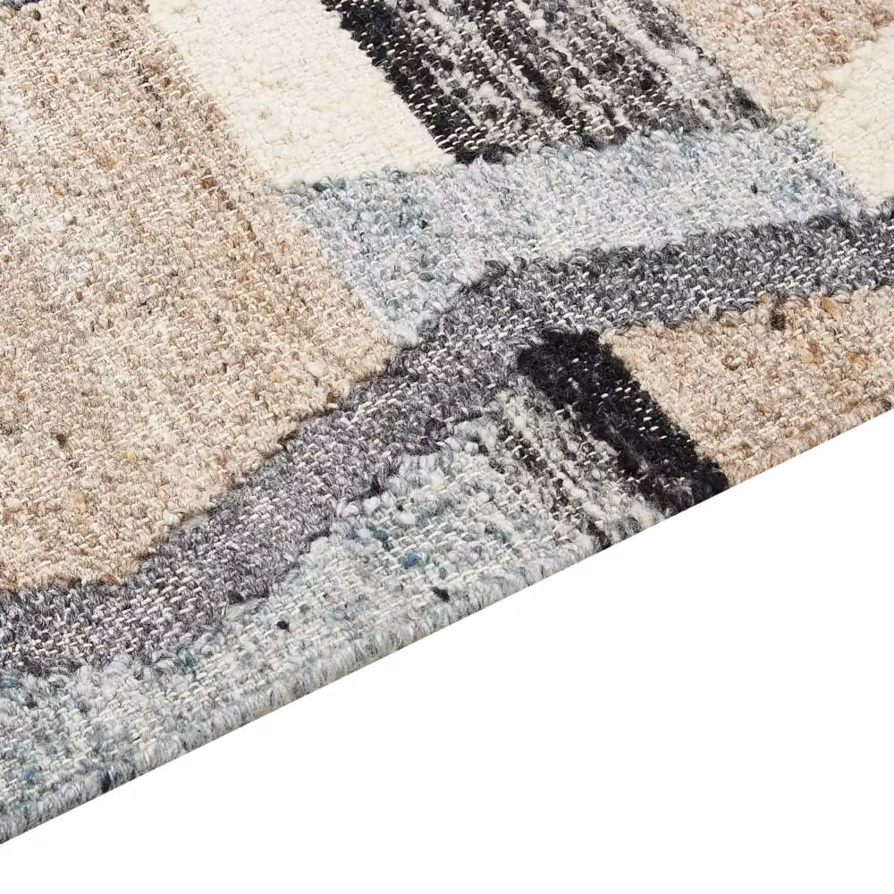 Tappeto Kilim Beliani multicolore in lana e cotone con motivo patchwork boho e frange L: 230 cm, P: 160 cm – 2