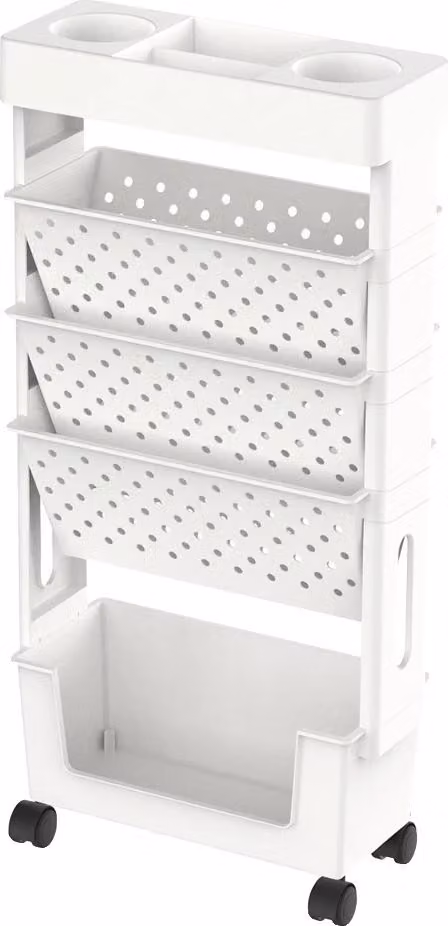 Carrello porta libri, struttura robusta, mobilità senza sforzo, BIANCO