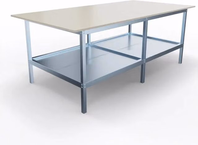 Banco da lavoro per magazzino Castellani Shop in metallo e legno grigio L: 240 cm, P: 120 cm, H: 93 cm