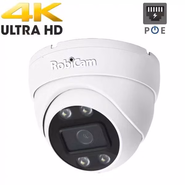 Telecamera dome PoE, 8MP, 4K, audio, scocca in metallo, visione notturna a colori, sirena