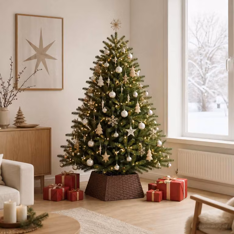 vidaXL Collare per Albero di Natale Quadrato Marrone Scuro polyrattan