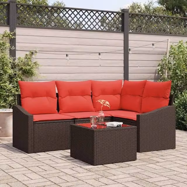 Set di divani 5 pz Marrone polyrattan 3346714