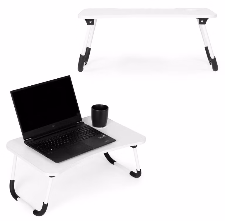 Tavolino pieghevole per laptop, 60x40 cm, bianco
