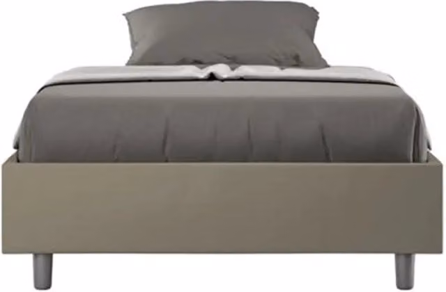 Letto una piazza e mezza con rete imbottito 120x200 similpelle cappuccino Azelia