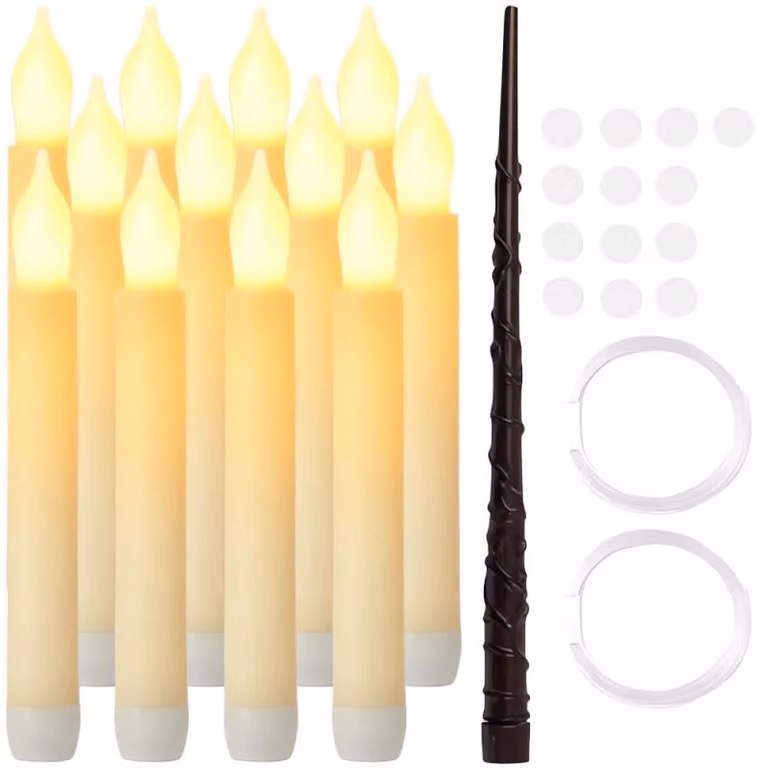 Ruhhy 26177 Candele galleggianti a LED con bacchetta magica, 12 pezzi, Halloween