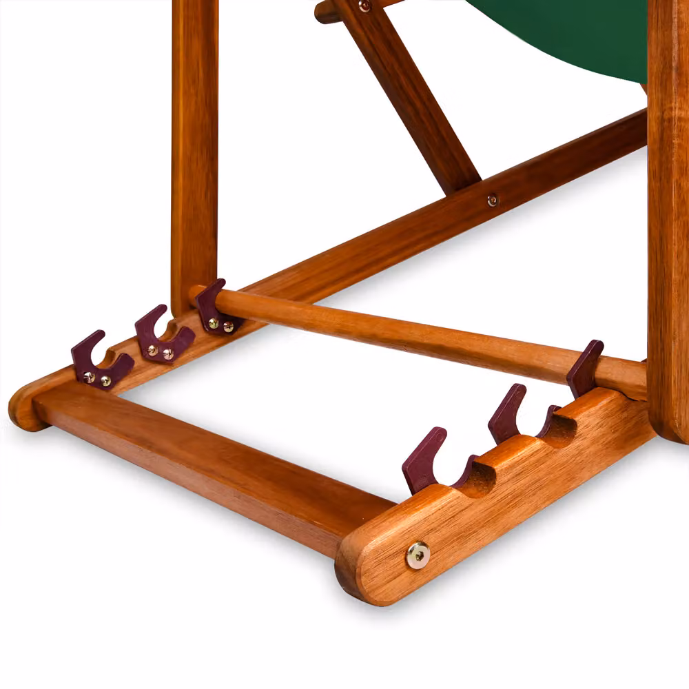 Sedia sdraio Casaria in legno di acacia con cuscino verde e poggiatesta regolabile L/P/H: 60 x 94 x 94 cm – 3