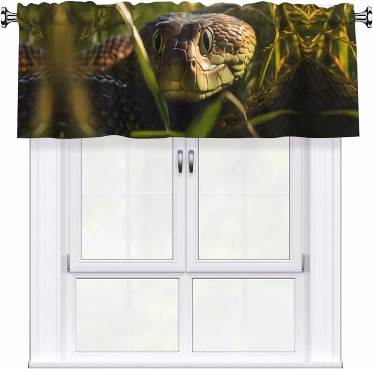 Tenda decorativa con motivo a serpenti, dimensioni 137,2 x 45,7 cm, facile da applicare, ideale per decorare finestre in cucina, camere da letto e altri ambienti