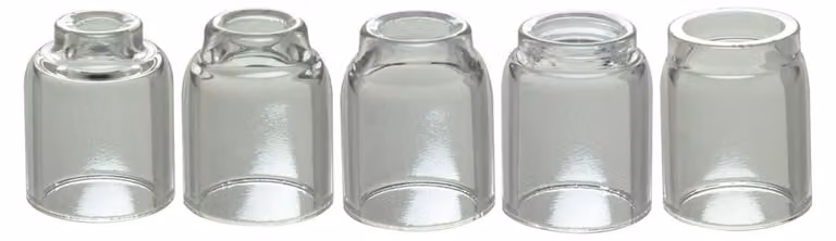 Set di 5 ugelli in quarzo trasparente per saldatura TIG, nelle misure dal n. 4 al n. 8