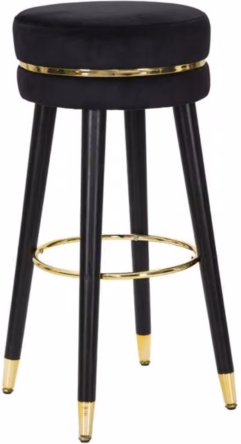 Sgabello da bar Paris vikasa_home in velluto nero e oro con gambe in metallo nero, Altezza: 74 cm