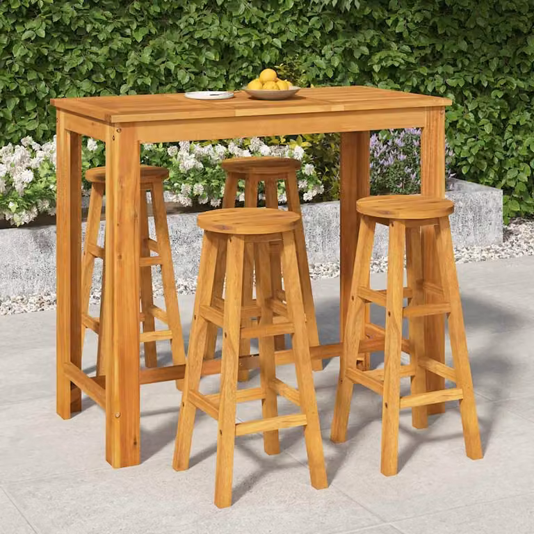 Set da Bar da Giardino vidaXL in Legno di Acacia Marrone, 5 Pezzi