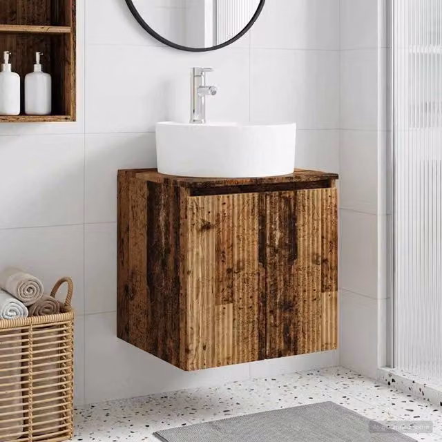 Mobile Lavabo da Parete vidaXL in Legno Marrone Opaco L: 49,5 cm, P: 44,5 cm, H: 65 cm – 1