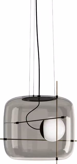 Lampada a sospensione Vistosi Plot in vetro e metallo, dimmabile, disponibile in nero, oro/ottone e trasparente