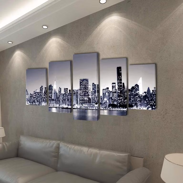 vidaXL Set Stampa su Tela Skyline di New York Monocromatico 100x50 cm