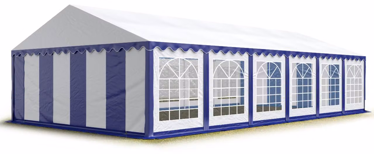 TOOLPORT Tendone per feste 6x12 m PVC blu-bianco 100% impermeabile Tendone da esterno Tenda party