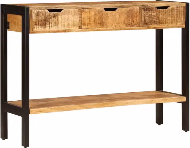 Credenza con 3 Cassetti vidaXL in Legno di Mango Marrone Stile Vintage L: 110 cm, P: 35 cm, H: 75 cm – 1