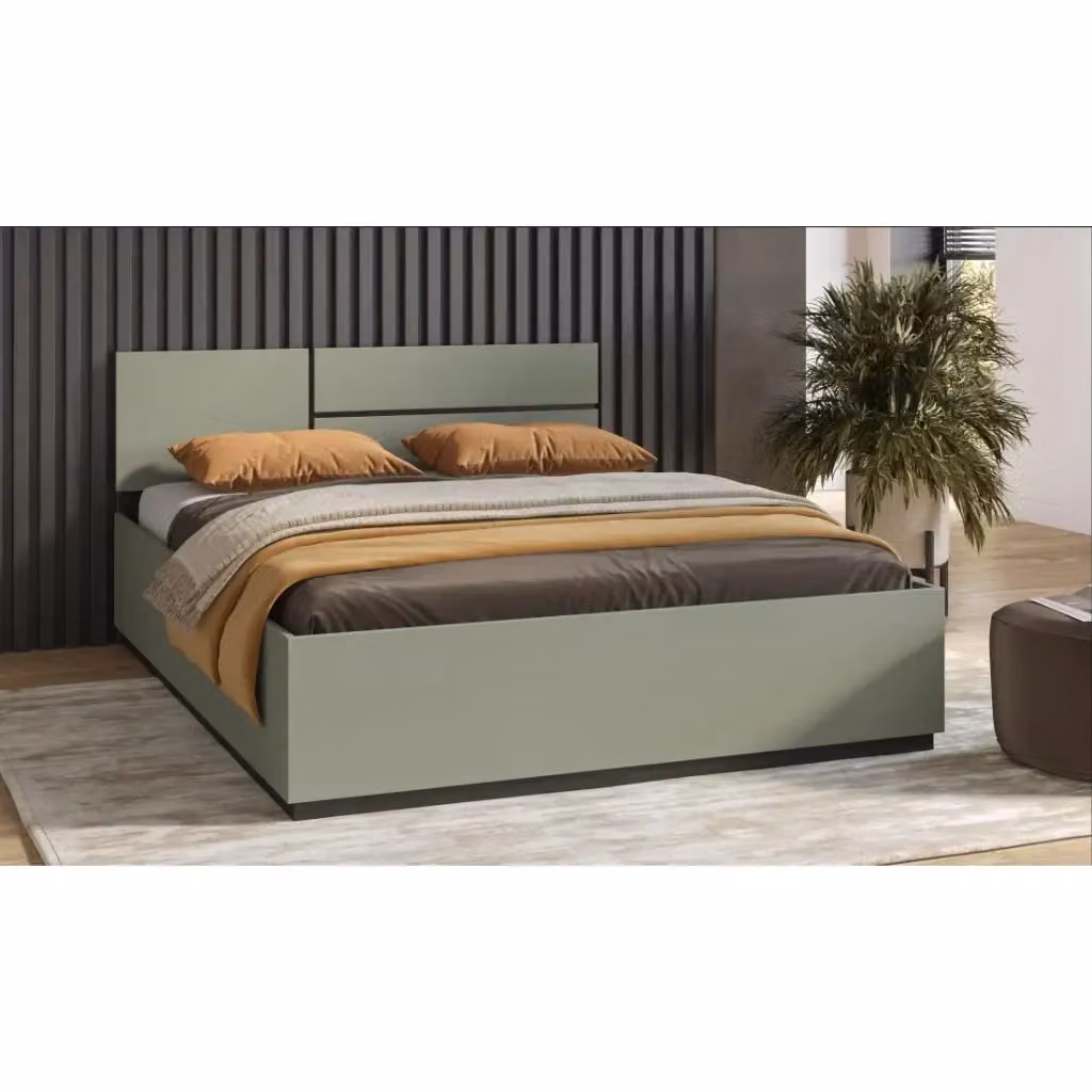 Letto contenitore Meublorama HAVANA con base a sollevamento, colore verde e nero, L/P/H: 160 x 200 x 164,1 cm – 2