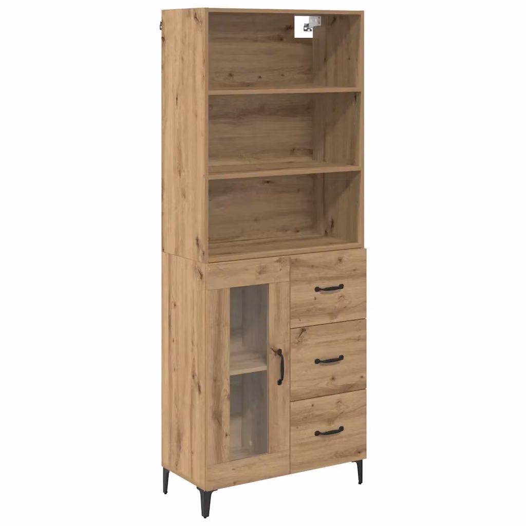 Credenza moderna vidaXL in legno e metallo color marrone L: 69,5 cm, P: 34 cm, H: 180 cm – 2