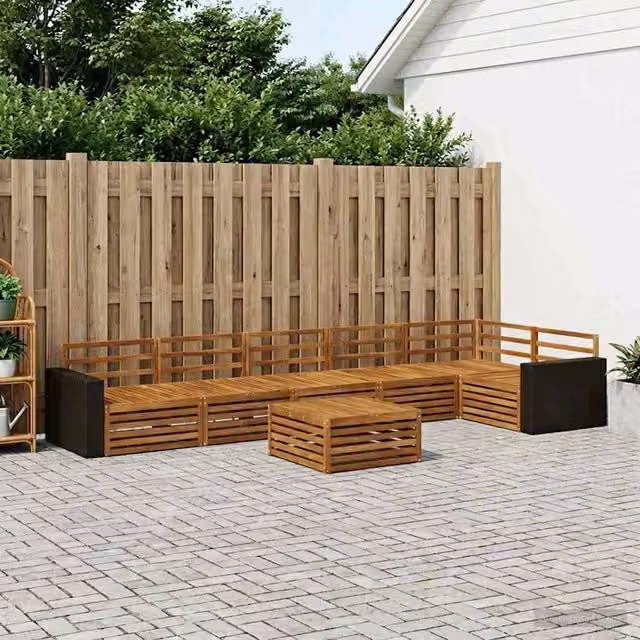 Set di divani da esterno 7 pz Naturale Legno di Acacia Massello 3383452