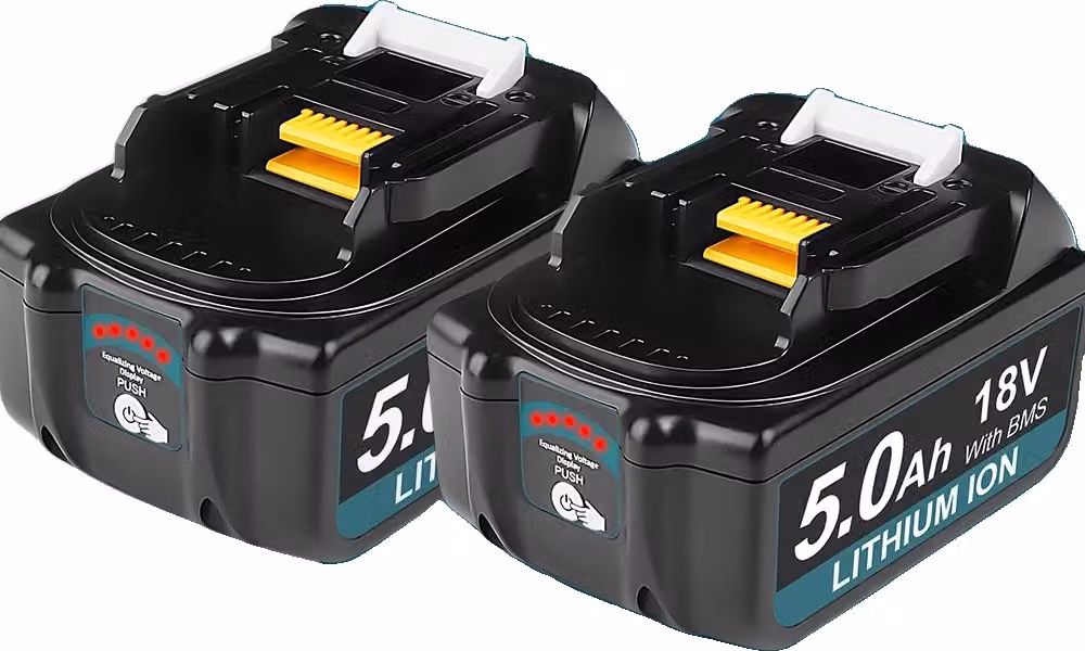 Batteria da 18 V, capacità 5 Ah, corrente di scarica 8 C, 2 batterie da 5 Ah