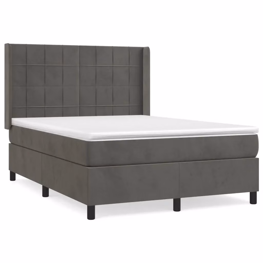 Letto Ibrido vidaXL con Struttura in Legno di Larice e Rivestimento in Velluto Grigio e Bianco L/P/H: 140 x 200 cm – 2