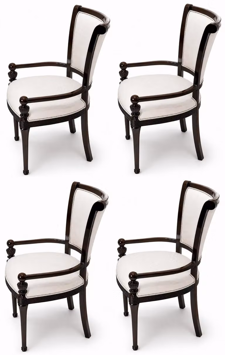 4 sedie, colore marrone, di alta qualità, dal design classico ed elegante