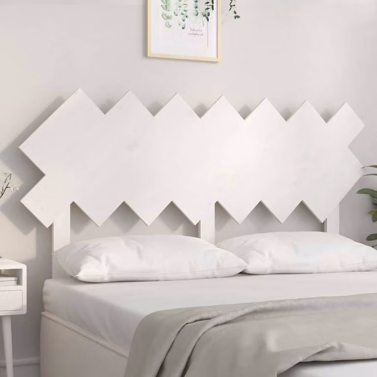 Testiera per letto vidaXL in legno massello di pino bianco, stile rustico, L 141 cm x P 3 cm x H 80,5 cm