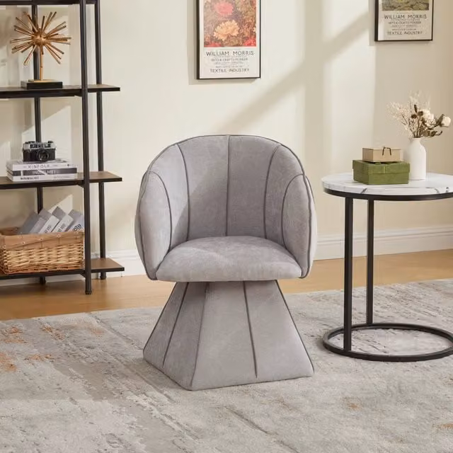 Poltrona girevole REDOM in tessuto grigio con braccioli, L: 56 cm, P: 54 cm, H: 74,5 cm