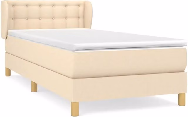 Letto singolo | Letto per adulti | Giroletto a Molle con Materasso Crema 80x200 cm inTessuto