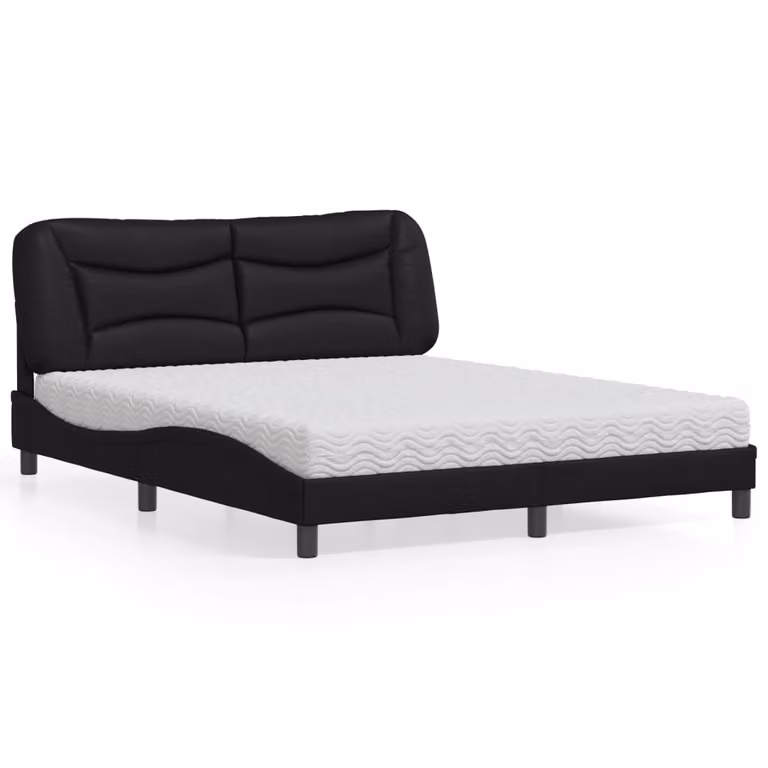 Letto con Materasso Hvar vidaXL in Similpelle Nero L/P/H: 160 x 200 cm