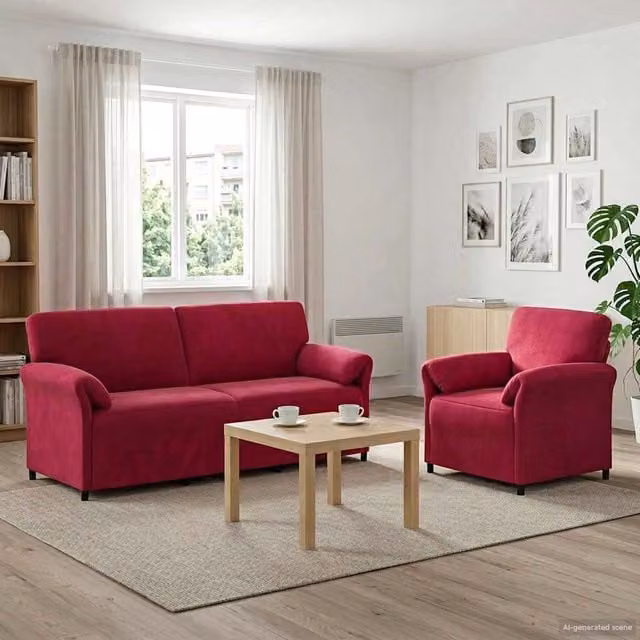 Set di divani 2 pz Rosso Vino Velluto 3424918