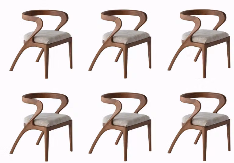 Set di sedie moderne, color marrone, composto da 6 pezzi. Eleganti sedie da pranzo in legno