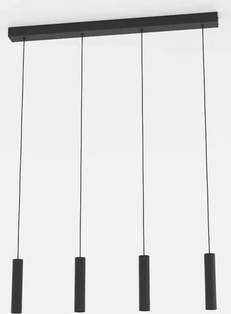 Lampadario A Sospensione Moderno Almudaina Acciaio Nero 4 Luci Led 5,4W 1920Lm